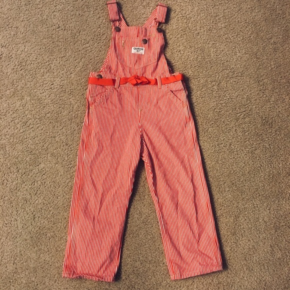 red and white striped overalls